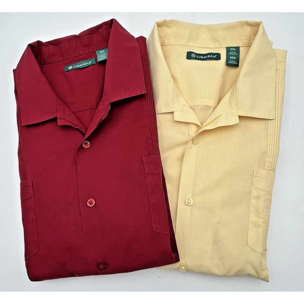 Lot Of 2 Cubavera Shirts Mens 2XL Pockets Coastal Beach Aloha Outdoors